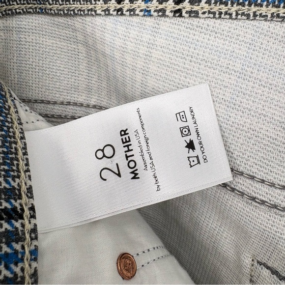MOTHER The Insider Cropped Ankle Pants | Sz 28 | Grey/Blue Plaid - Picture 5 of 12